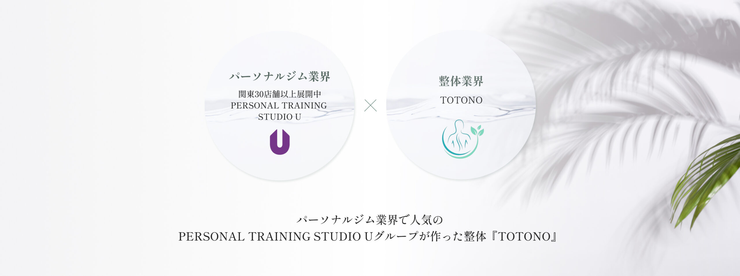 パーソナルジム業界で人気の
PERSONAL TRAINING STUDIO Uグループが作った整体『TOTONO』